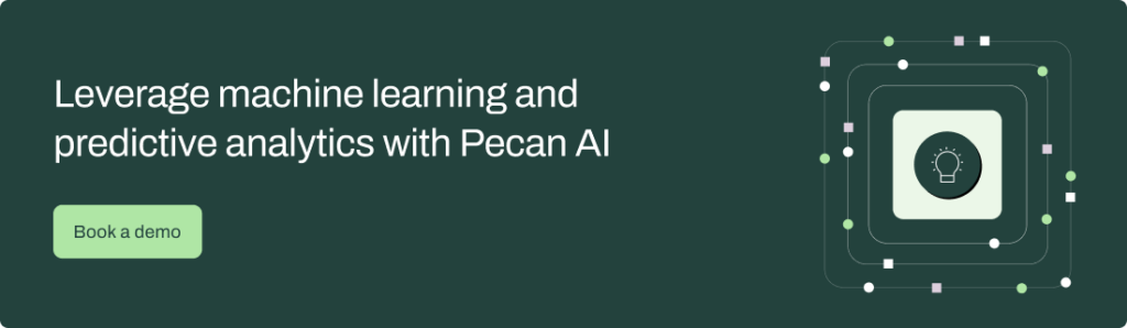 Banner promoting Pecan AI as a platform that leverages machine learning and predictive analytics for businesses.
